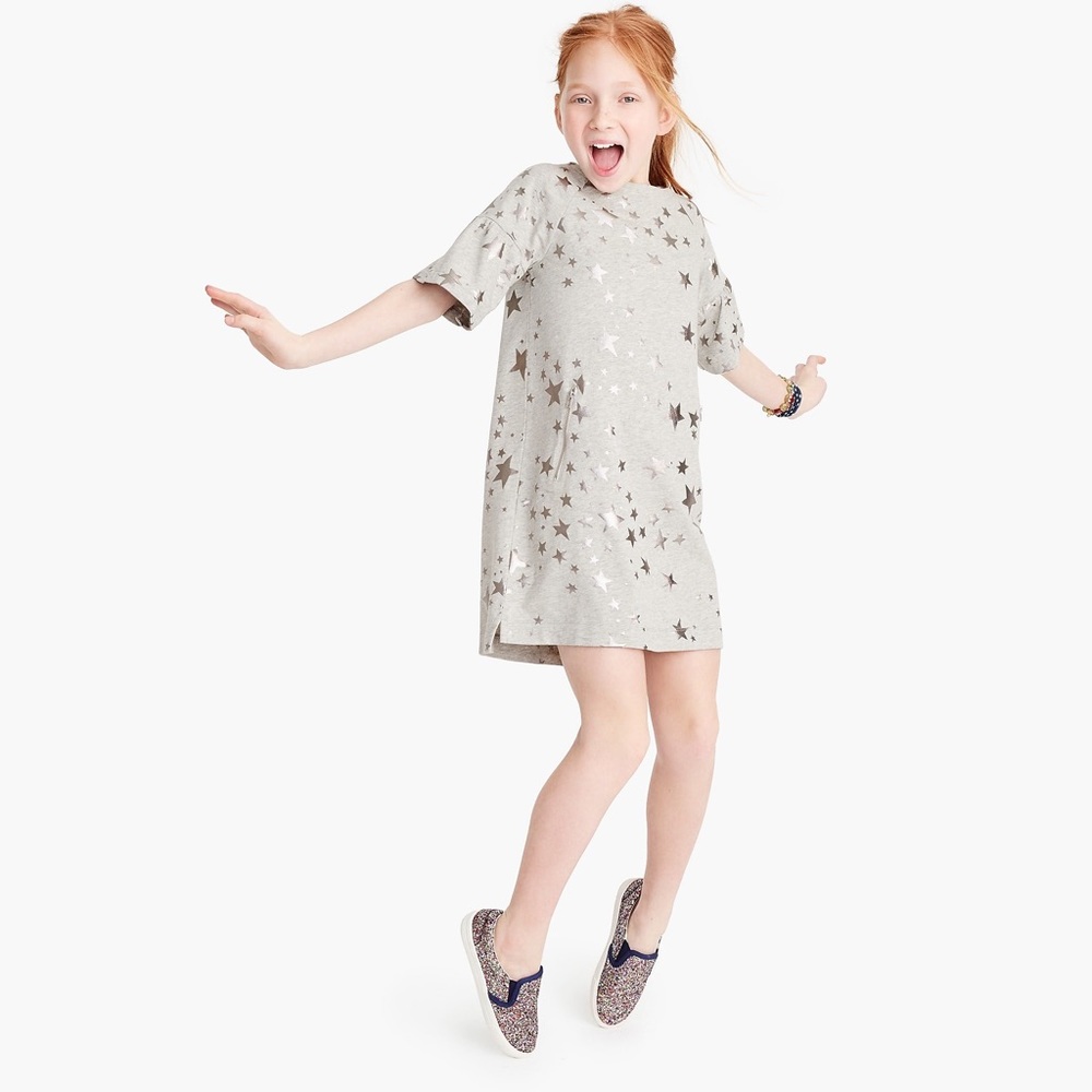 Girls' metallic star-print dress